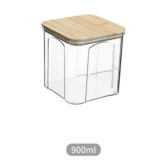 Plastic Grain Storage Container with Bamboo Lid | Transparent Airtight Food Jar | Sealed Canister for Rice, Beans, Millet | Moisture-Proof, Eco-Friendly | 1 Piece | Multi-Purpose Organizer | 1500ml