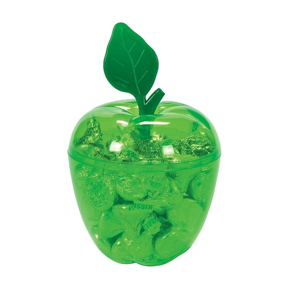 Plastic Green Apple Container - Party Supplies - 12 Pieces
