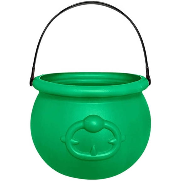 Green Cauldron Kettle Halloween Candy Bowl, Large Witch Cauldron Pot Bucket for Halloween Decorations Trick or Treat Party Supplies 7.6x5.3"