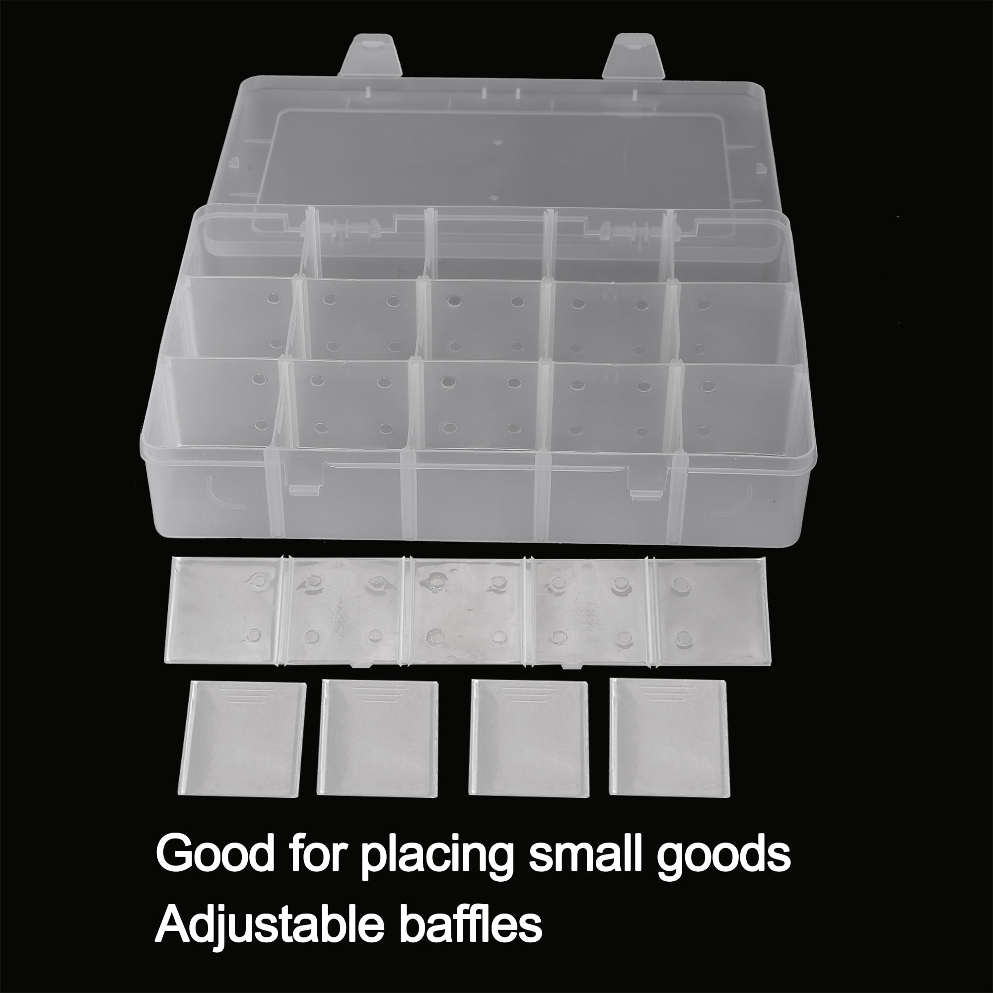 Plastic Grid Storage Box 15 Grids Clear Storage Transparent Container  Compartment Box with Removeable Dividers