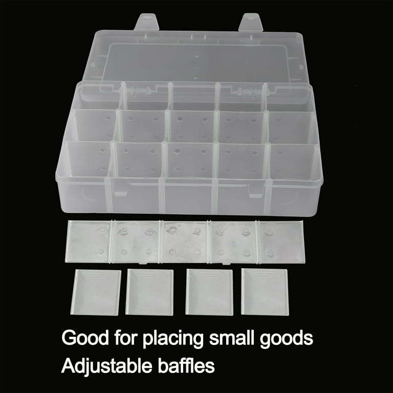 Unique Bargains Plastic Grid Storage Box 15 Grids Clear Storage Transparent Container Compartment Box with Removeable Dividers, Size: 15Grids 27.6 x 16.4cm