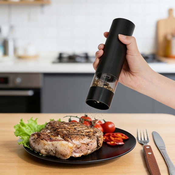 Plastic Grinder 1 Set Rechargeable Electric Pepper Grinder Automatic Spice Mill Kitchen Herb Grinder with Ceramic Core Adjustable Coarseness & Transparent Chamber for Home Cooking 7.4x1.81" JASKFLY