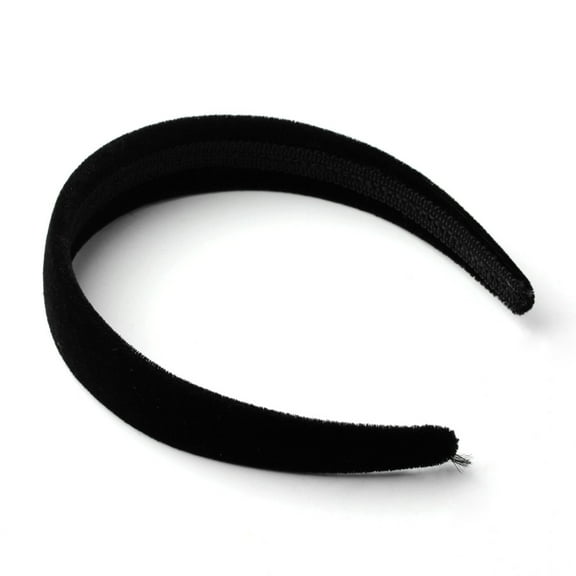 Plastic Hair Bands with Velvet Cloth Covered Black 110mm