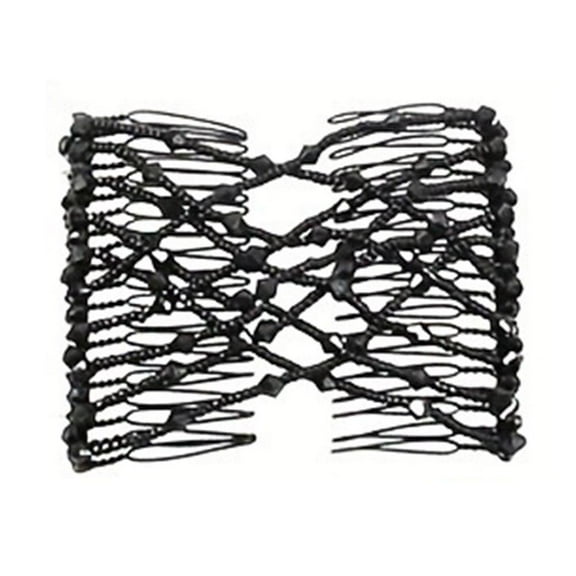 Plastic Hair Comb with Glass Bead Decoration - Stylish, Versatile, High Elasticity - 8.5*7.5cm