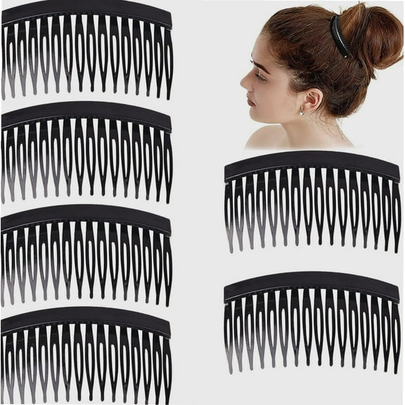 Plastic Hair Combs Slides, 6PCS French Twist Comb Strong Hold Hair Clips with Teeth, Hair Combs Slides Set for Women Ladies, Girls for Thick and Fine Hair(Black)