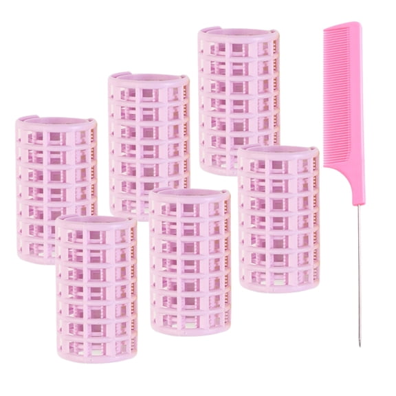 Plastic Hair Rollers,1.38 inch/ 3.5 cm Hair Roller with Rat Tail Comb for Short Hair Long Hair Hairdressing Styling Tools, 6 Pack,Random Color