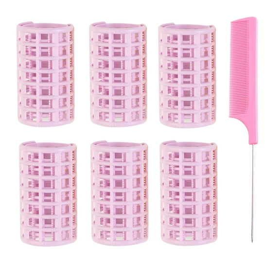 Plastic Hair Rollers,1.38x2.64 inch Self-Grip Curlers, Required for DIY Hair Styling and Salon Use,Random Color,6 Pack