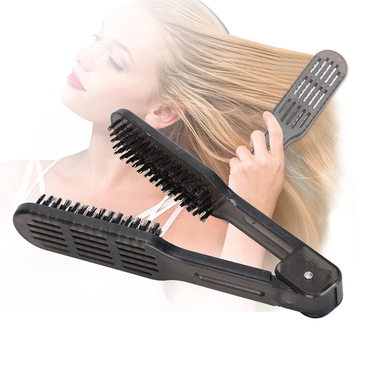 Plastic Hair Straightener Brush Double Sided Hair Comb Anti‑Static Hair