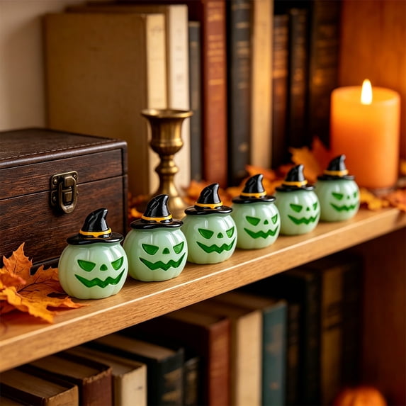 Plastic Halloween Pumpkin Decorations, Realistic Artificial Orange Pumpkins for Fall Tabletop Decor, Thanksgiving Harvest Mantel Display, Spooky Party Supplies Indoor Outdoor Home Accent, C