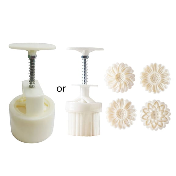 Plastic Hand Pressure Daisy Shape Mooncake Moulds Decoration for Kitchen Baking