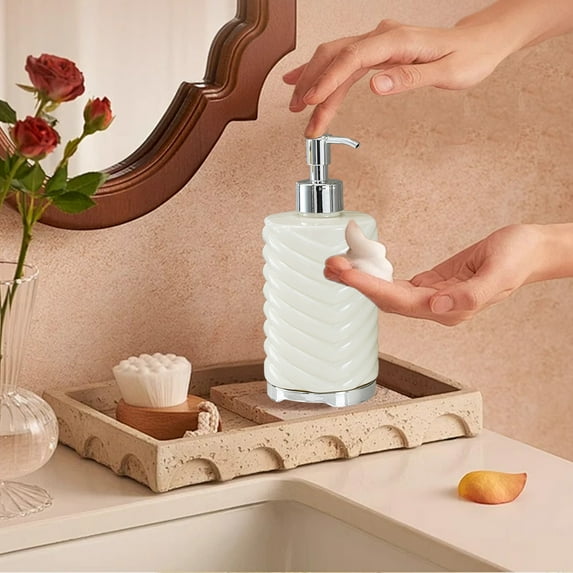 Plastic Hand Soap Dispenser Pump - Refillable Bathroom & Kitchen Liquid Soap Dispenser for Shampoo, Lotion, Oil - 6.81x2.87x2.87in Multi-Purpose Dispenser Bottle for Countertop, Office, Home Decor