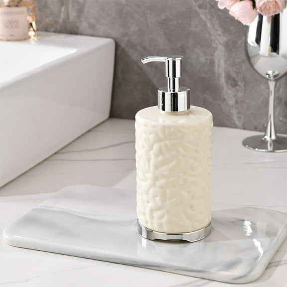 Plastic Hand Soap Dispenser Pump - Refillable & Reusable Bathroom Liquid Soap Dispenser for Kitchen, Shower Gel, Lotion, Oil (6.81x2.87x2.87in) Multi-Purpose Decorative Countertop Dispenser