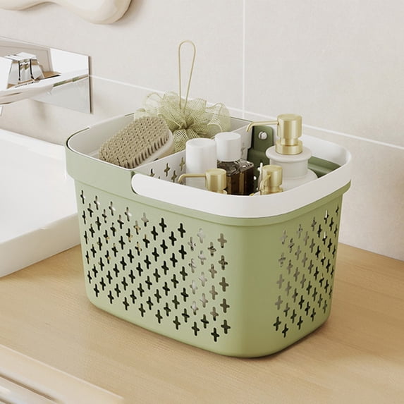 Plastic Handheld Bath Basket with Wet-Dry Separation - Multicolor Shower Storage Organizer (10.6x7.49x6.69 in) - Breathable, Durable, Strong Load Capacity
