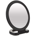 thumbnail image 1 of Plastic Handheld Mirror Magnifying 2-Sided Vanity Mirror with Folding Circle Handle and Stand for Hanging Medium Size, 6x 10 for Travel, Bathroom, Desk, Makeup, Beauty, Grooming, 1 of 4