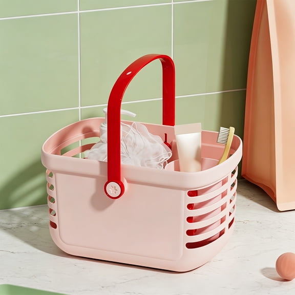 Plastic Handheld Toiletries Storage Basket Bathroom Caddy Organizer for Shower Counter Dorm Dressing Table with Handle Portable