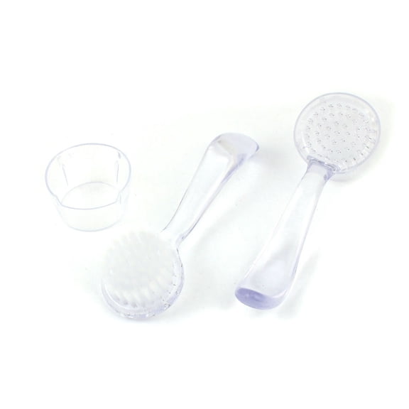 Plastic Handle Face Facial Skin Care Cleaning Brush Beauty Tool Clear 2Pcs
