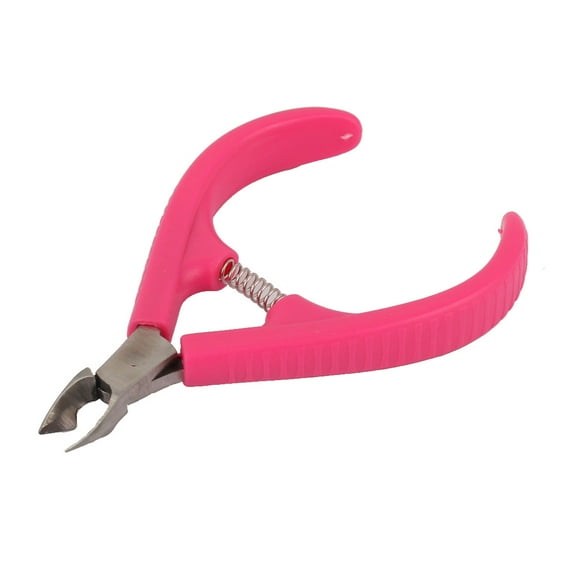 Plastic Handle Loaded Manicure Tool Nail Art Cuticle Clipper Cutter Pink