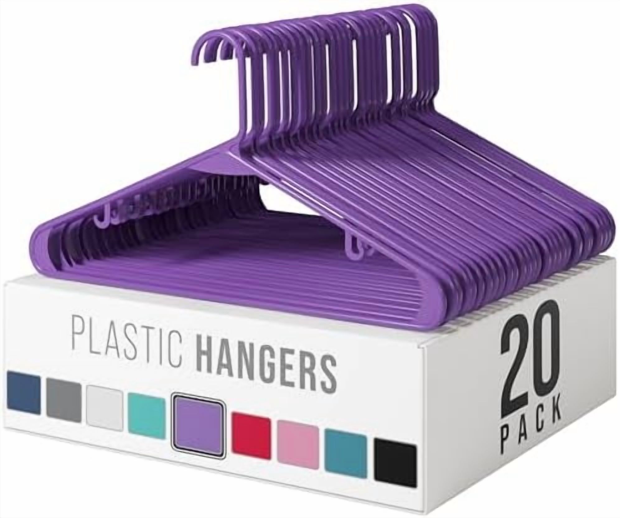 Plastic Hangers 20 Pack Purple - Clothes Hangers - Makes The Perfect Coat Hanger and General Space Saving Clothes Hangers for Closet - Percheros Ganchos para Colgar Ropa Hangars