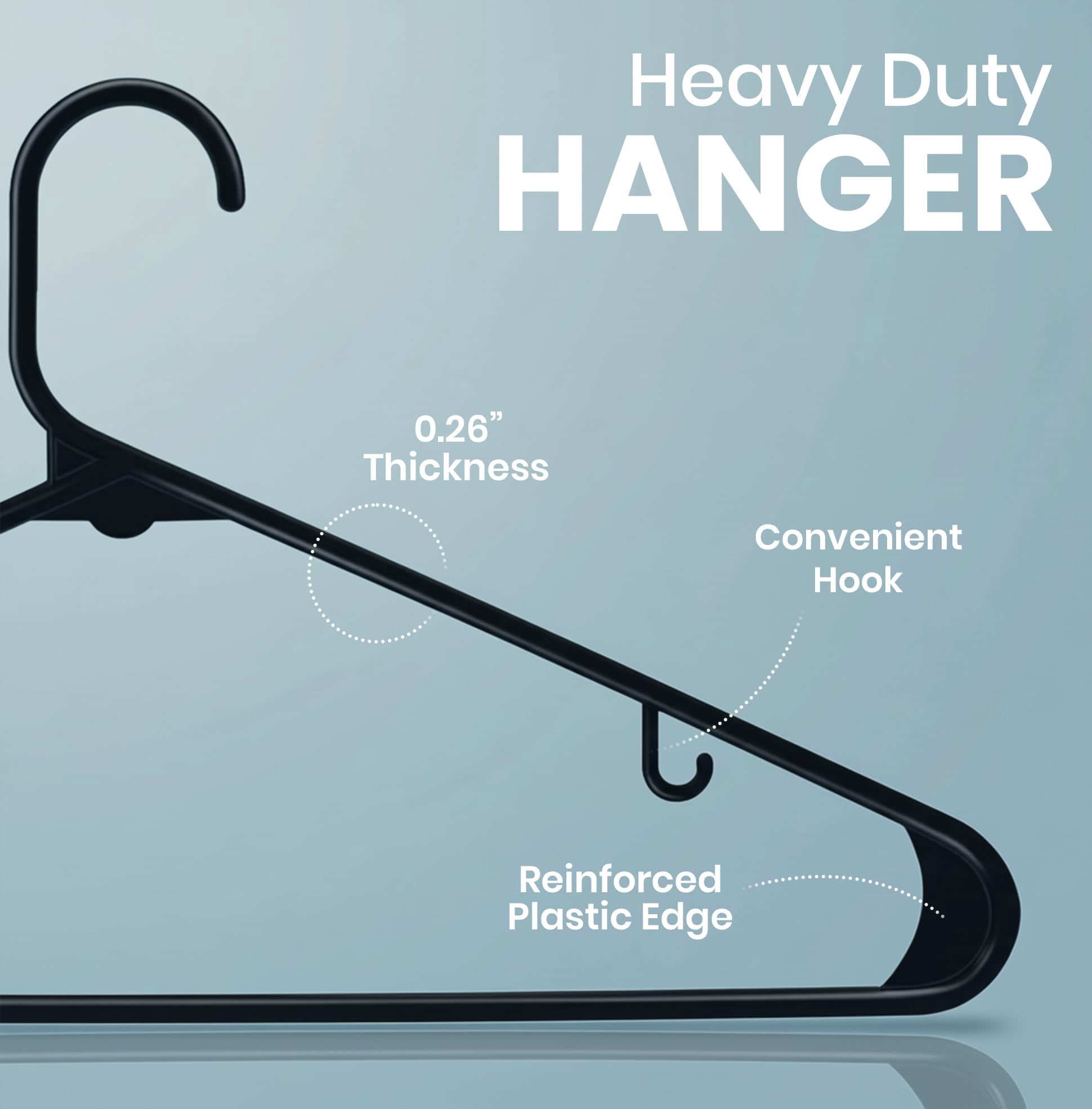 Plastic Hangers 20 Pack - Space Saving Clothes Hanger - Durable & Strong Closet Organizers and Storage with Built-in Strap Hooks - Essential for Shirts, Pants, Skirts & Coats
