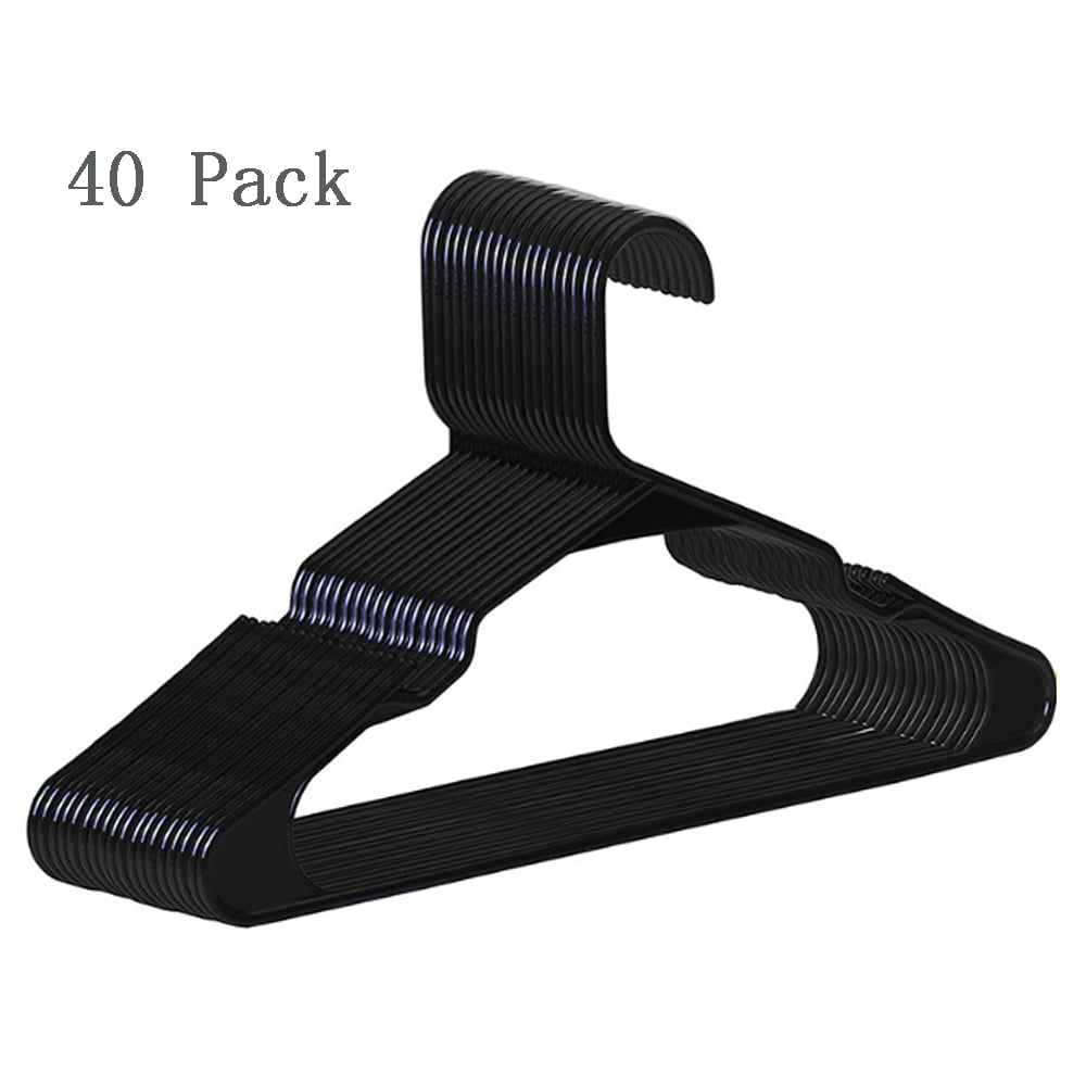 Plastic Hangers 40 Pack Durable Clothes Hanger with Hooks Space Saving Hangers are Perfect for Use in Any Closet Light-Weight Clothes Hangers Plastic for Everyday Use Black