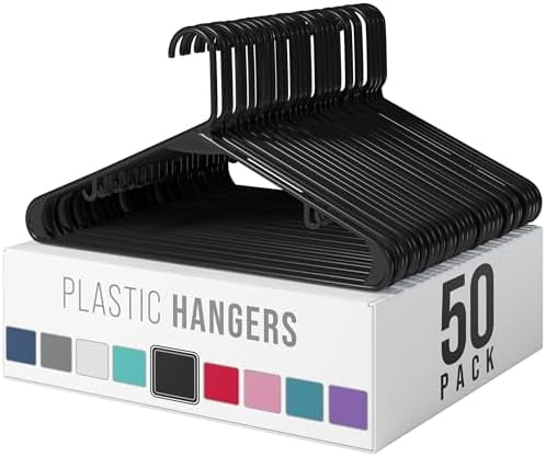 Hanger Rop Plastic Hangers 50 Pack Black - Clothes Hangers - Makes The Perfect ...