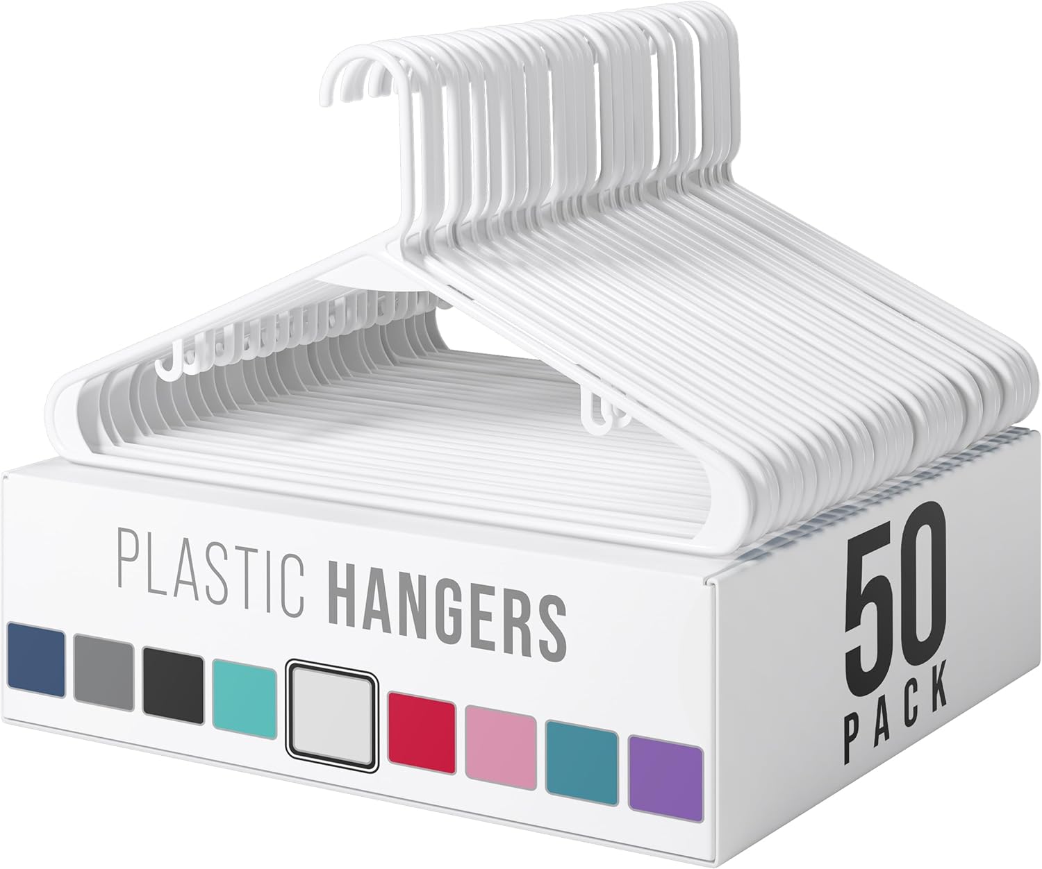 Hanger Rop Plastic Hangers 50 Pack White - Clothes Hangers - Makes The Perfect ...