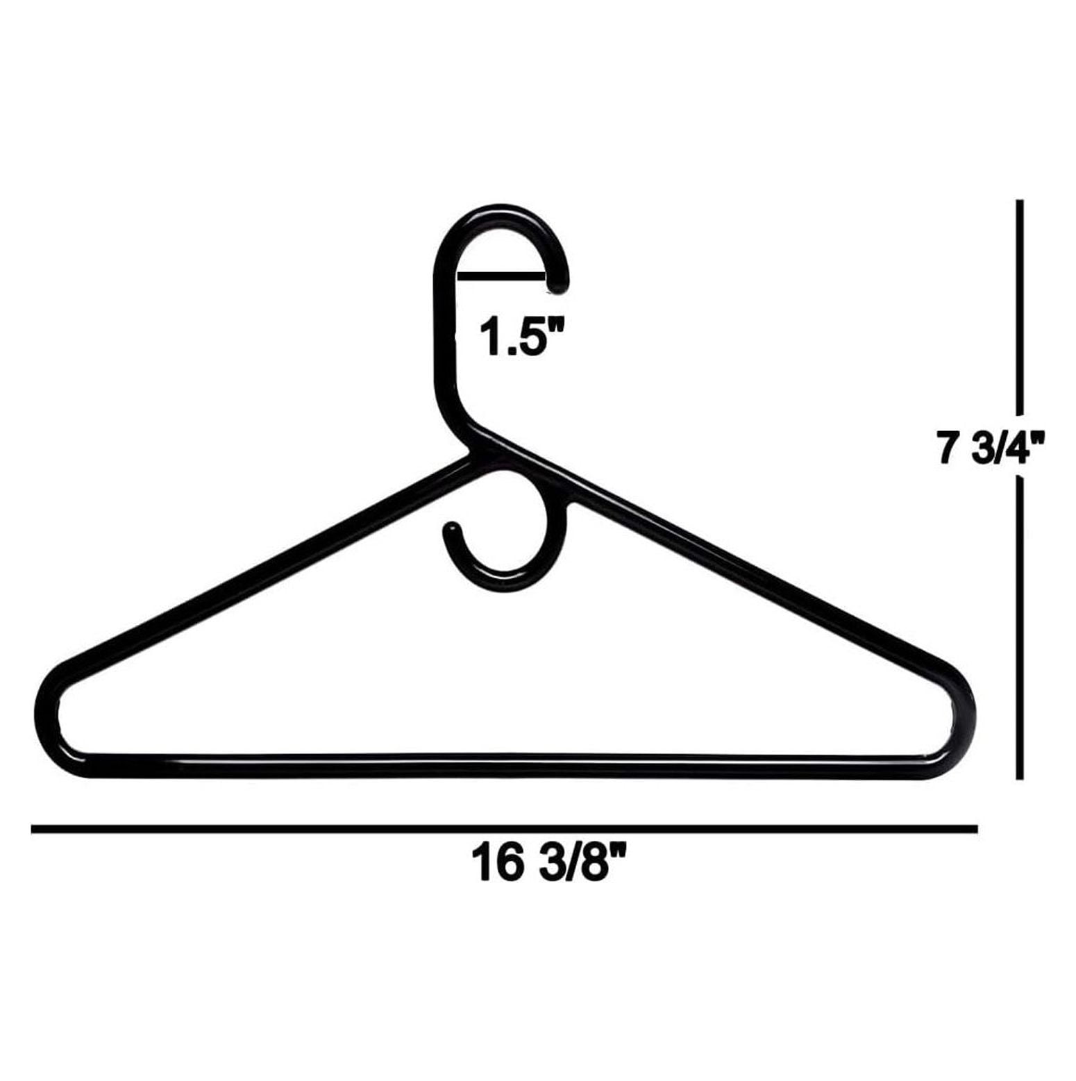 Plastic Hangers Heavy Duty, 24 Pcs. Black Color, Made in USA, 3/8