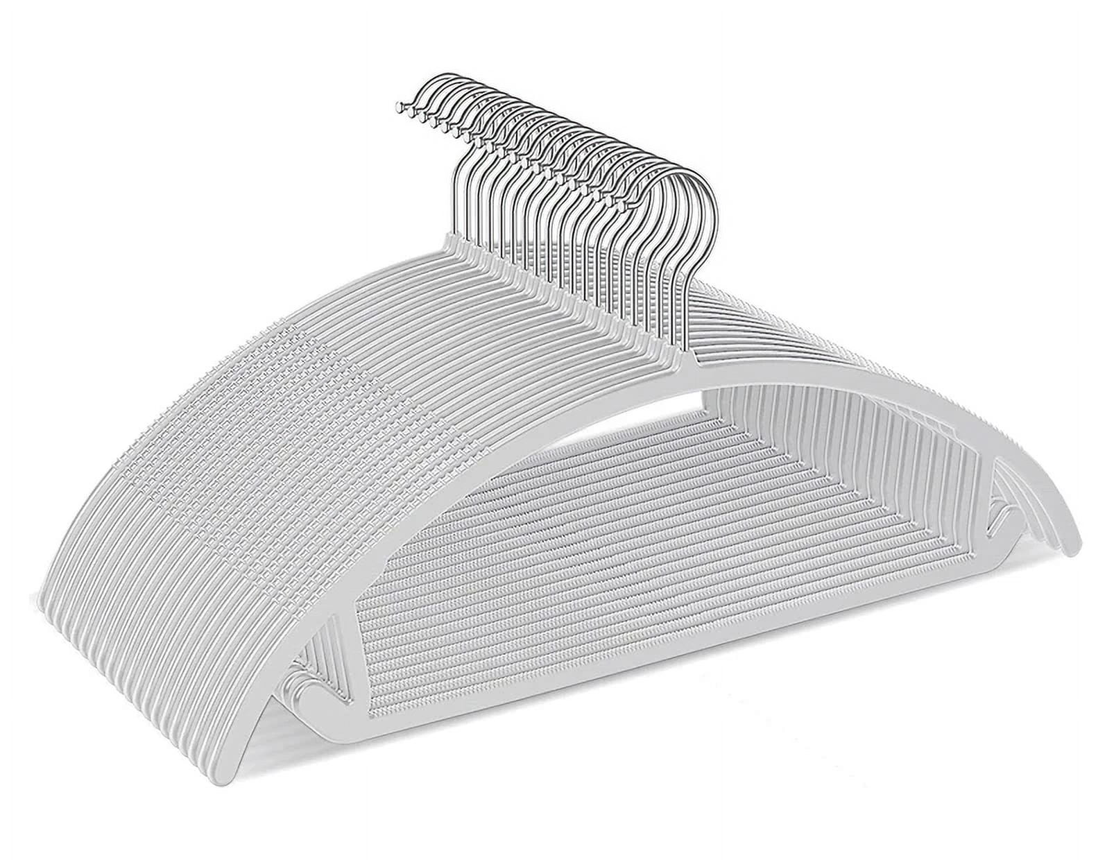 Plastic Hangers No Shoulder Bump Suit Hangers Chrome Hooks,Non Slip