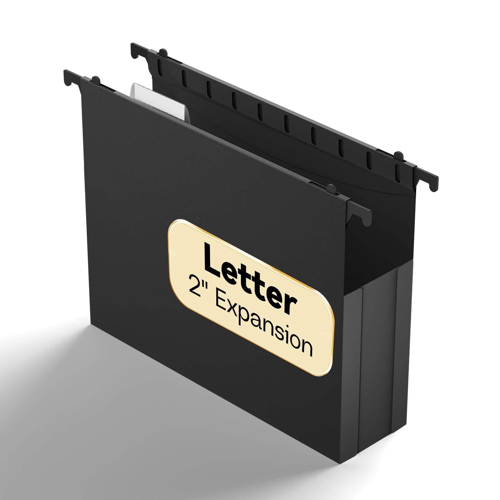 Plastic Hanging File Folder Expandable Letter Size Upgraded 2" Expansion Accordian Pocket 12 Pack Extra Capacity Folders Adjustable Tabs No Assembly Heavy Duty For Filing Cabinet Black
