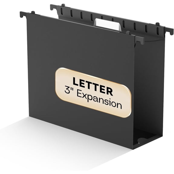 Plastic Hanging File Folder Extra Capacity,3" Expansion Large Hanging File Organizer,12 Pack Reinforced Hang Folders with Tabs,12 Pack Colored Letter Folders for Filing Cabinet/File Box/Frame