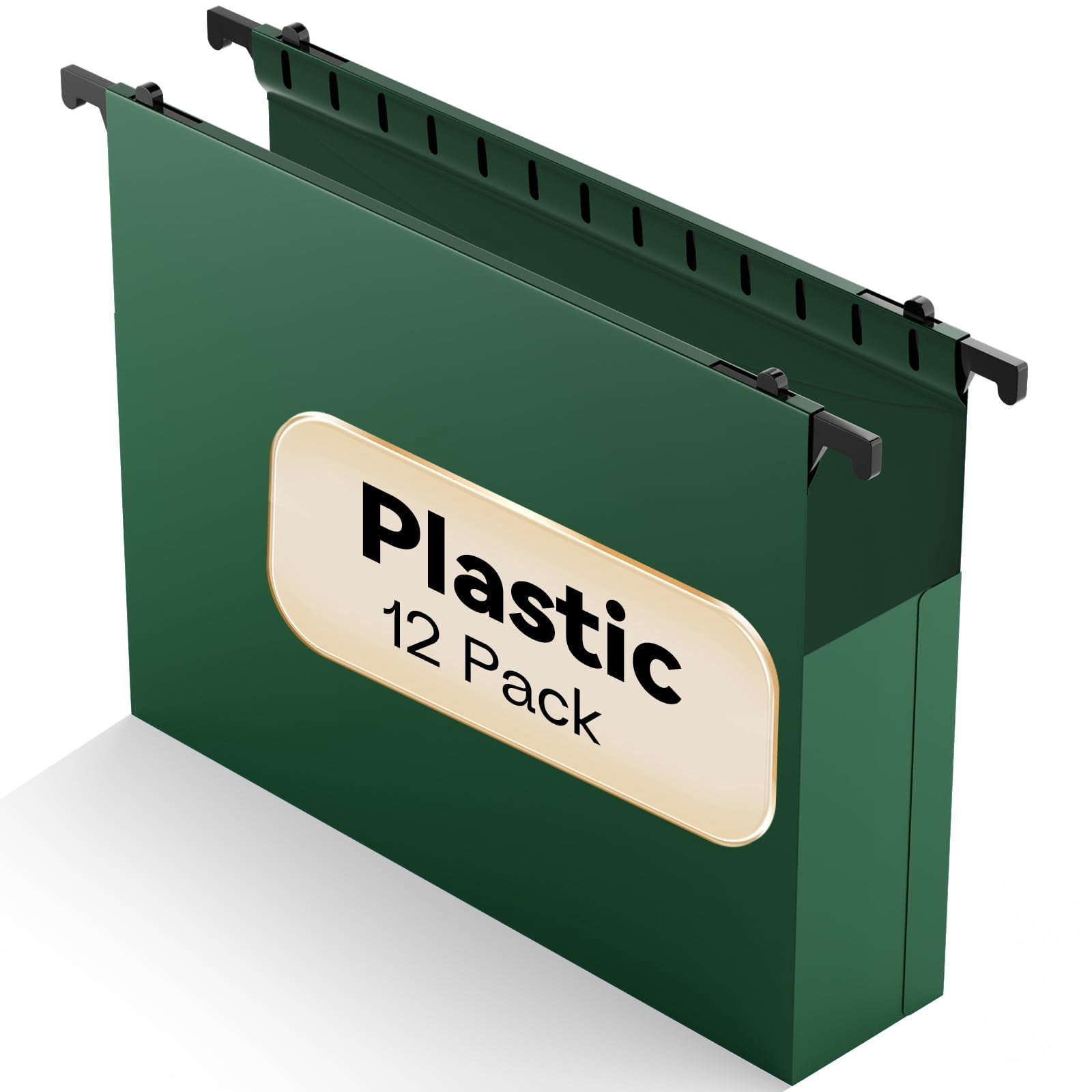 Plastic Hanging File Folders Expandable 12 Pack Heavy Duty Folder Letter Size 2 Inch Expansion Extra Capacity Adjustable Tabs Green Designed For Bulky Files