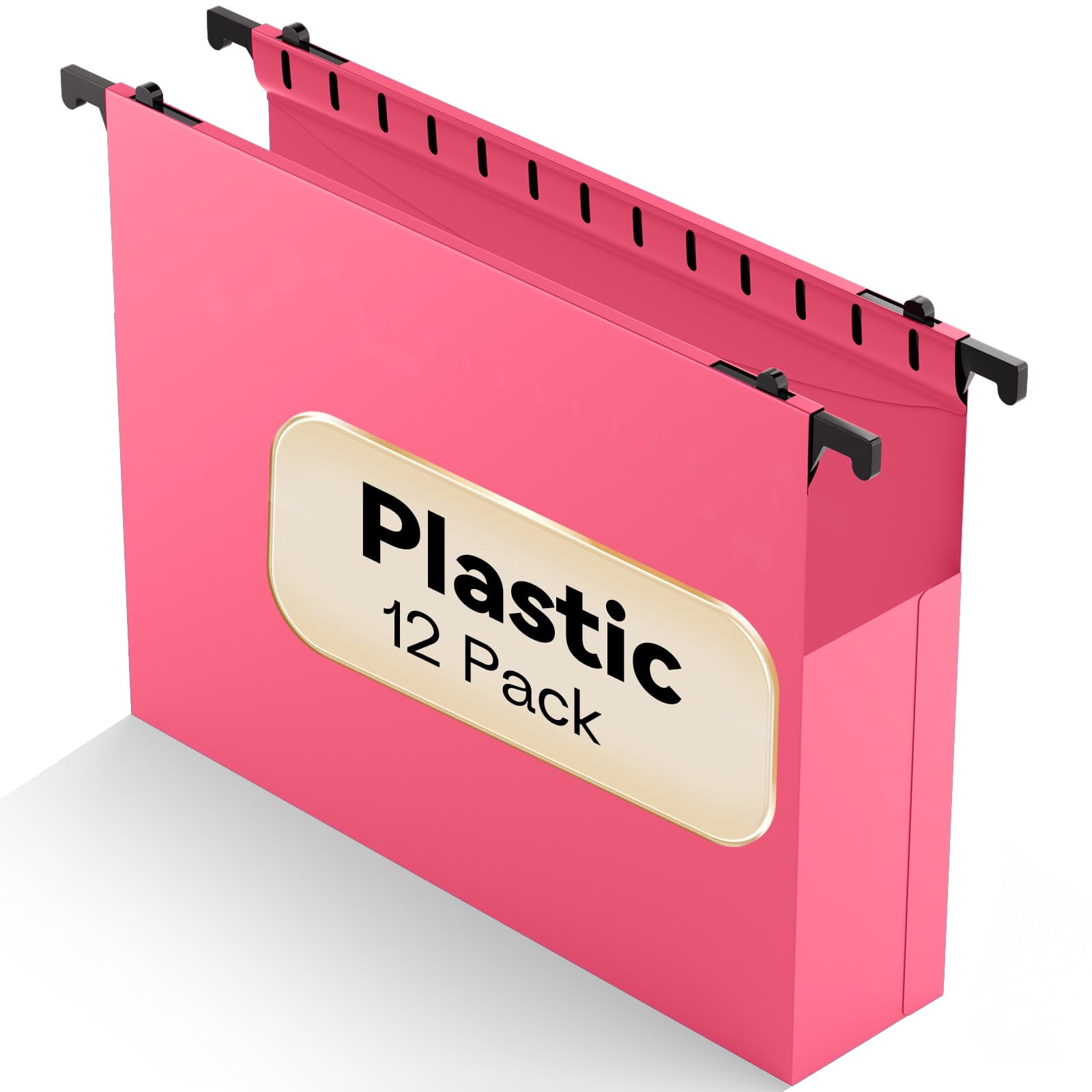 Plastic Hanging File Folders Expanding 12 Pack Extra Capacity Folder Letter Size 2 Inch Expansion Heavy Duty Adjustable Tabs Pink Designed For Bulky Files