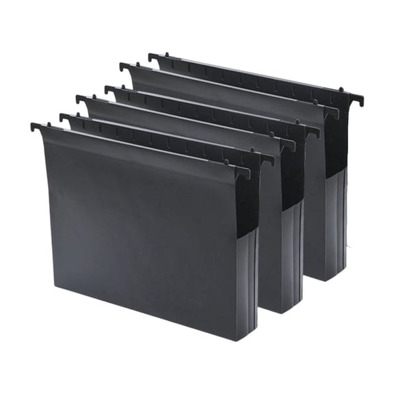 Plastic Hanging File Folders Letter Size Expandable Filing Cabinet Organizer Black 3 Pack