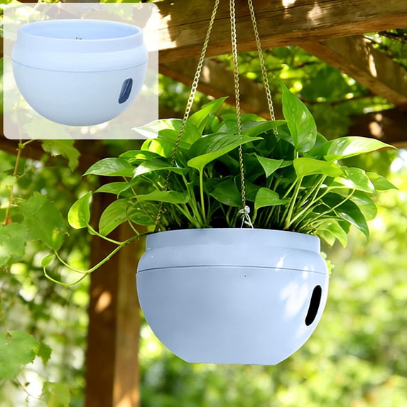 Plastic Hanging Flower Pot Artificial - Decorative Garden Patio Hanging, Durable Lightweight Weatherproof Plastic, Perfect for Indoor Outdoor Artificial Flowers Foliage, Blue, 1pc