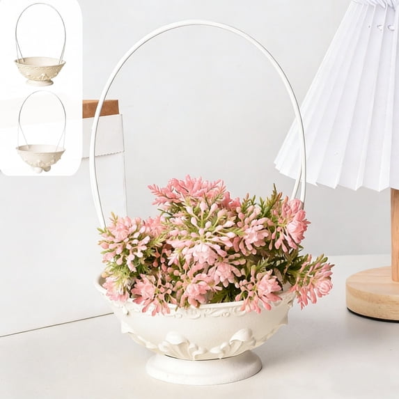 Plastic Hanging Flower Pot, Detachable White Hanging Basket for Floral Arrangements, Garden Decor, Patio and Balcony Planters, Indoor Outdoor Use (1 Pc)