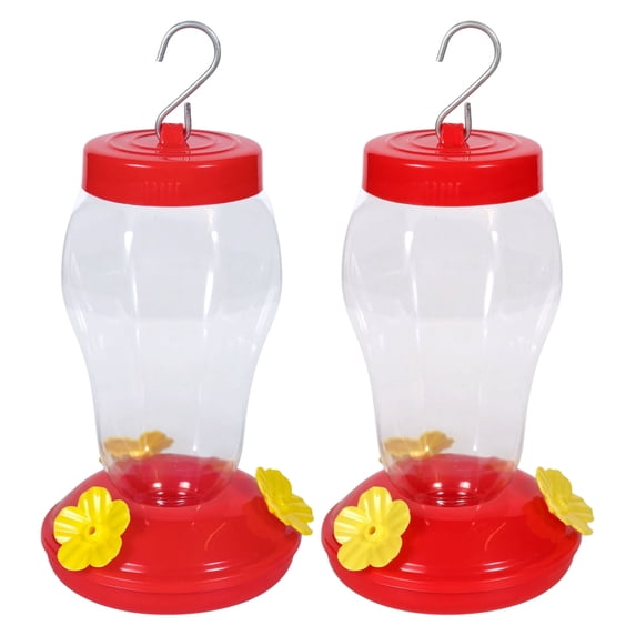 Plastic Hanging Hummingbird Feeders Birds Water Dispensers Transparent Feeding Stations Ports Easy Cleaning Filling Containers for Outside Home Outdoor Garden Patio Gift Decoration Supplies Pack of 2