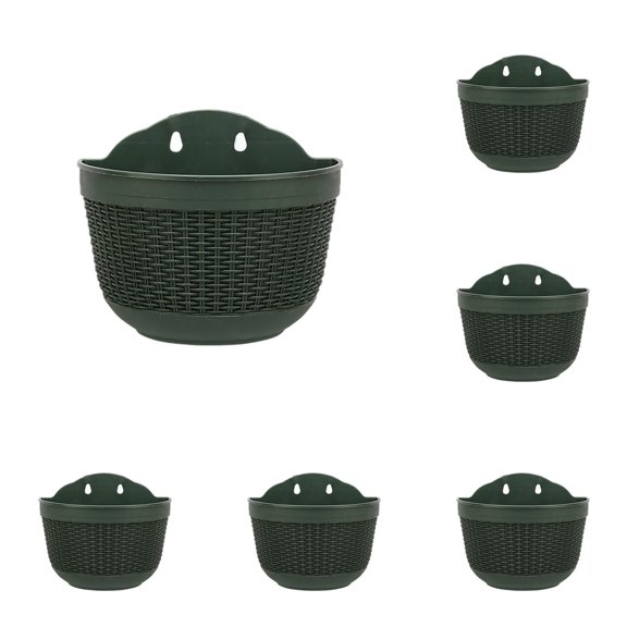 Hanging Planter Basket Wall Mounted Flowerpot, Outdoor Garden Holder for Patio Balcony Fence, Decorative Container for Cascading Flowers 6 Pcs