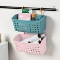 thumbnail image 1 of Plastic Hanging Storage Basket | Wall-Mounted Adjustable Hook | Ventilated Drainage | Multipurpose Organizer for Kitchen Bathroom Toilet Pool | 25.5x15.5x14cm | 1 Pack | Lightweight Durable Shelf, 1 of 7