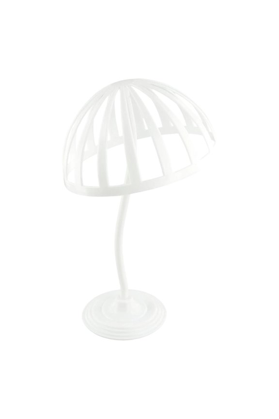 Plastic Hat Display Stand,Dome Shaped Cap Rack,Wig Stand Adjustable Height,Durable Stable Wig Head Stand,Tabletop Hat Organizer for Adult's Baseball Cap Cowboy Hat and Wig,Desktop Decor(White)