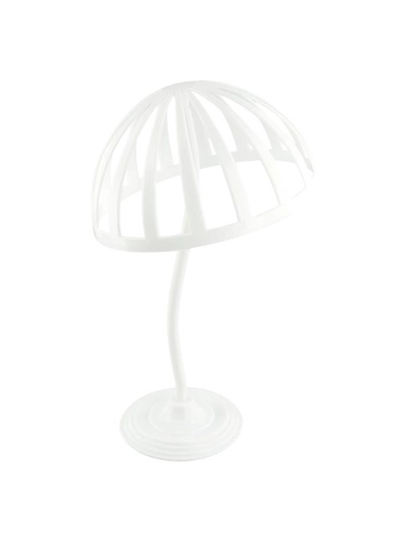 Plastic Hat Display Stand,Dome Shaped Cap Rack,Wig Stand Adjustable Height,Durable Stable Wig Head Stand,Tabletop Hat Organizer for Adult's Baseball Cap Cowboy Hat and Wig,Desktop Decor(White)