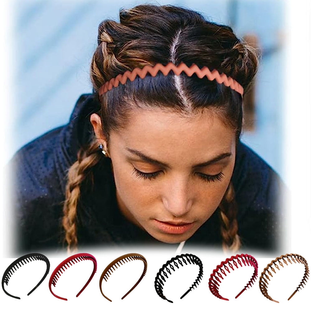 Pack of 5 Wide Hard Plastic Teeth Headbands for Women Girls Sports Casual Amazon.com : Yeshan Plastic Teeth Headbands, Wavy Headbands  main image 3