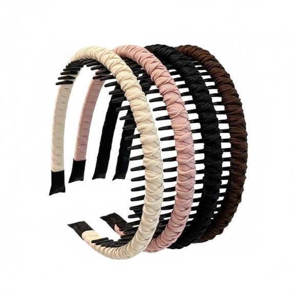Plastic Headbands for Women,Non Slip Hair Bands for women's hair,headband with teeth Suitable Spa,Yoga,Sports and Daily Use (Pack of 4)