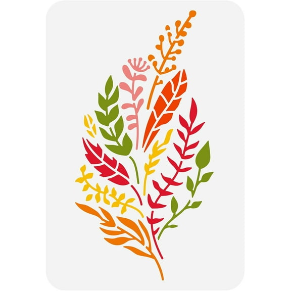 Plastic Hello Fall Stencil for Painting 8.3x11.7inch Reusable Leaf Pattern Drawing Template Plastic Foliage Plastic Stencil DIY Craft Stencil for Painting on Wall Wood Furniture Plastic