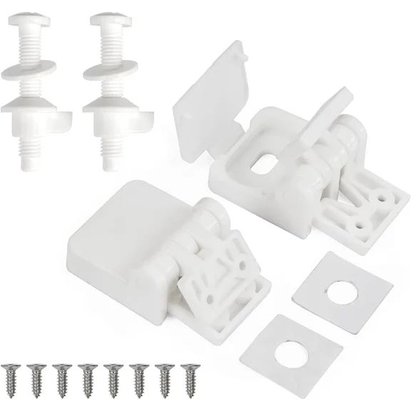 Plastic Hinge Set With Mounting Screws & Bolts, Fits Most Us Standard Toilet Lid