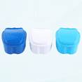 Plastic Hinges Storage Container 3pcs Denture Cup Denture Bath Case