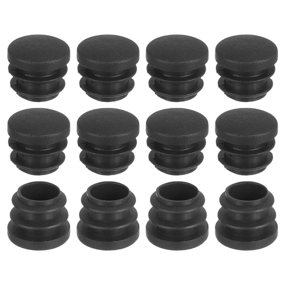 Plastic Hole Plugs, 12Pack 15x16mm Round Pipe Tubing End Cap, Pipe Tube Insert Cap, Table Chair Leg Hole Covers for Table Chair Legs, Metal Tubing, Fences, Black
