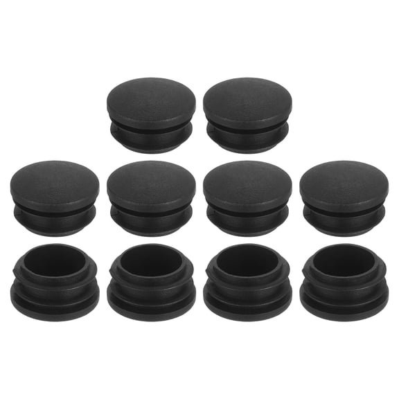 Plastic Hole Plugs, 12Pack 18x32mm Round Pipe Tubing End Cap, Pipe Tube Insert Cap, Table Chair Leg Hole Covers for Table Chair Legs, Metal Tubing, Fences, Black