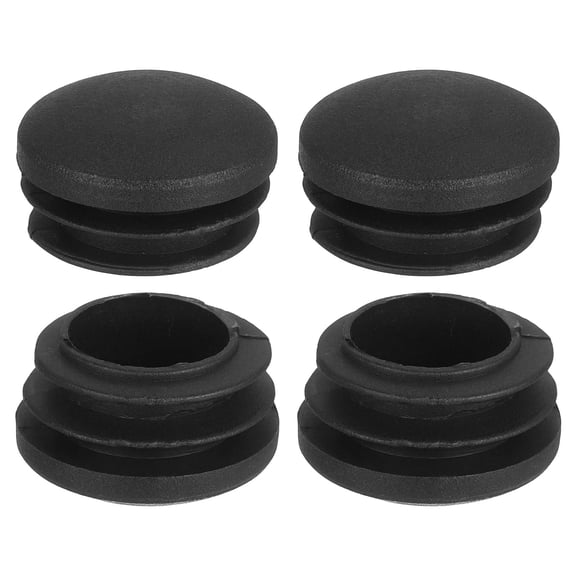 Plastic Hole Plugs, 4Pack 17x25mm Round Pipe Tubing End Cap, Pipe Tube Insert Cap, Table Chair Leg Hole Covers for Table Chair Legs, Metal Tubing, Fences, Black