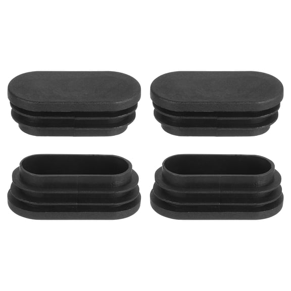 Plastic Hole Plugs, 4Pack 50x25mm Oval Pipe Tubing End Cap, Pipe Tube Insert Cap, Table Chair Leg Hole Covers for Table Chair Legs, Metal Tubing, Fences, Black