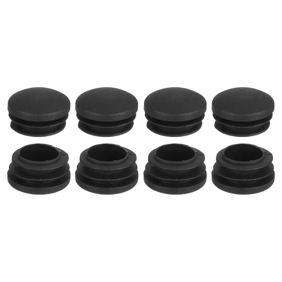 Plastic Hole Plugs, 8Pack 17x25mm Round Pipe Tubing End Cap, Pipe Tube Insert Cap, Table Chair Leg Hole Covers for Table Chair Legs, Metal Tubing, Fences, Black